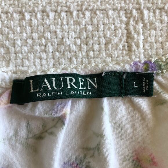 VTG Lauren Ralph Lauren Floral Lace Nightgown Slip Dress Cottagecore L 90s Y2K - Picture 8 of 10